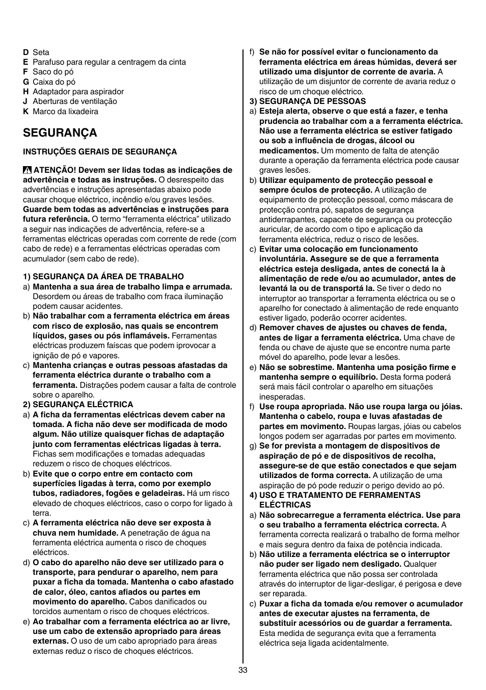 Segurança | Skil 1210 AA User Manual | Page 33 / 108