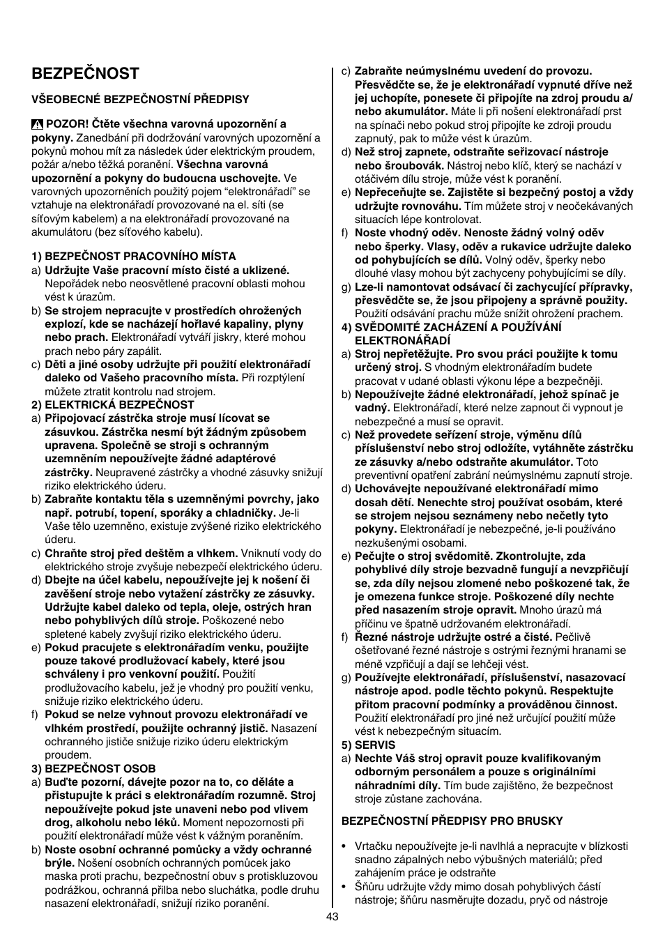 Bezpečnost | Skil 1210 AA User Manual | Page 43 / 108