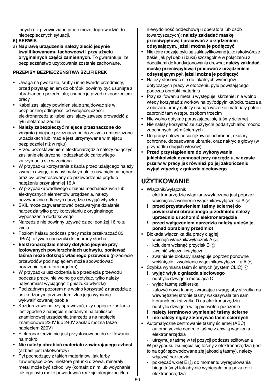 Użytkowanie | Skil 1210 AA User Manual | Page 50 / 108