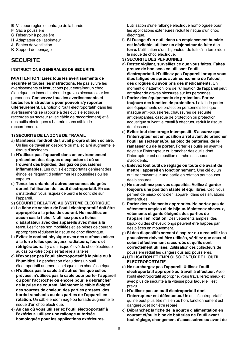 Securite | Skil 1210 AA User Manual | Page 8 / 108