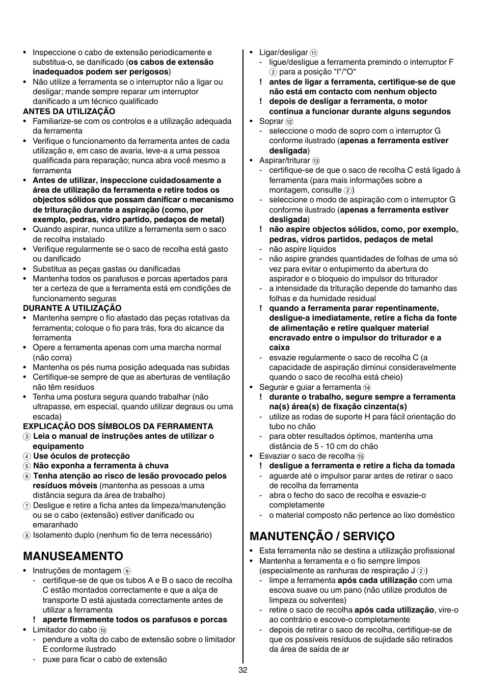 Manuseamento, Manutenção / serviço | Skil 0790 RA User Manual | Page 32 / 100