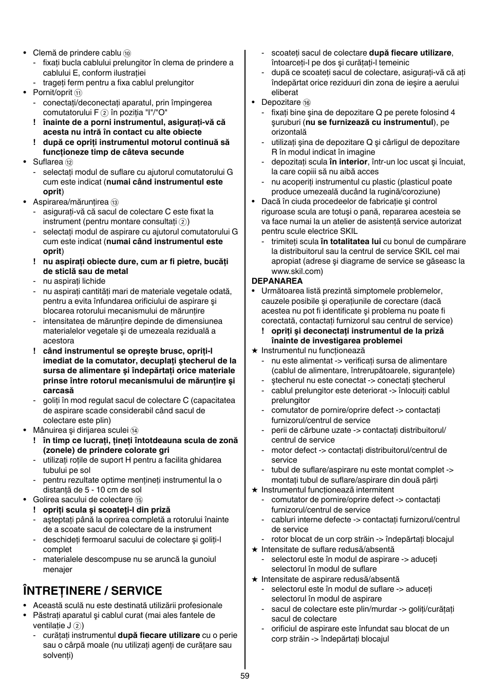 Întreţinere / service | Skil 0790 RA User Manual | Page 59 / 100