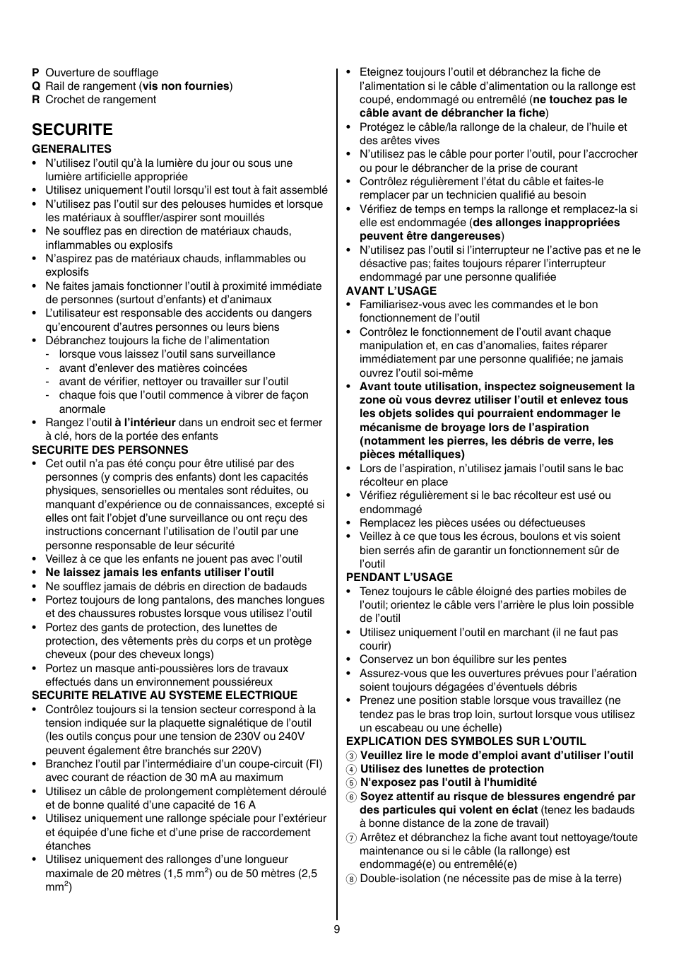 Securite | Skil 0790 RA User Manual | Page 9 / 100