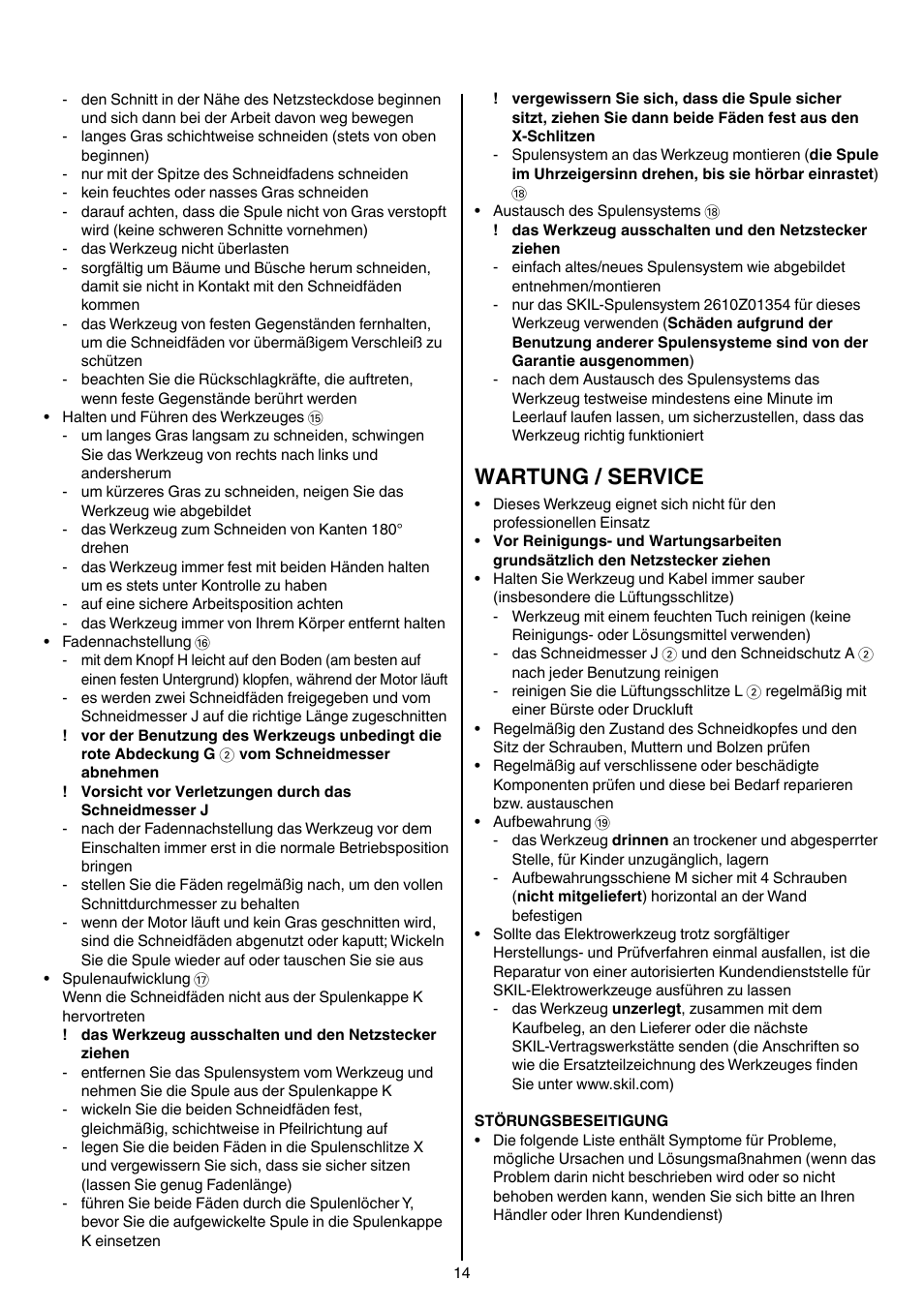 Wartung / service | Skil 0730 RA User Manual | Page 14 / 112