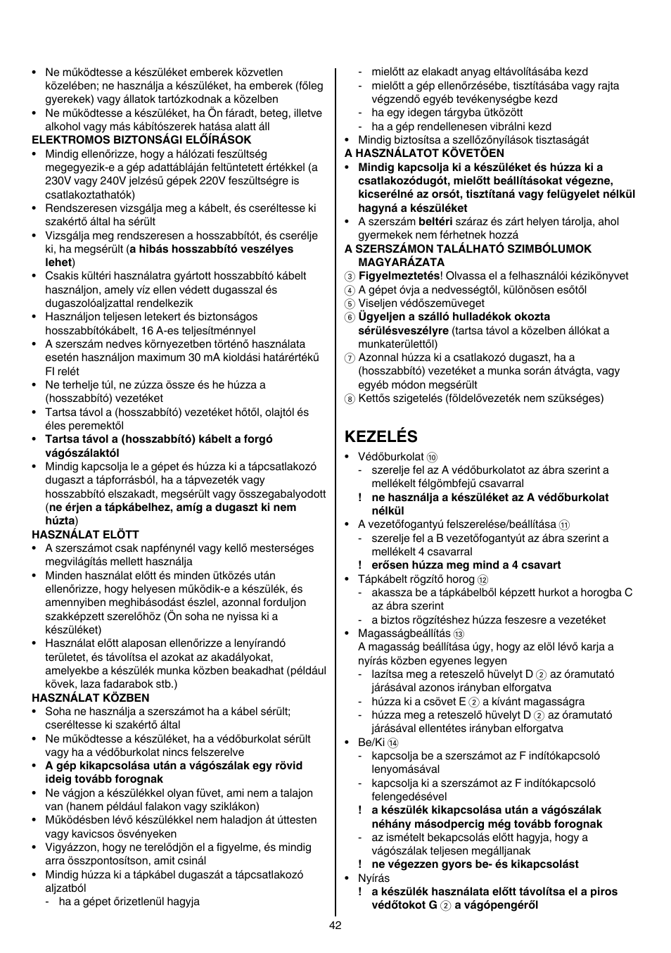 Kezelés | Skil 0730 RA User Manual | Page 42 / 112