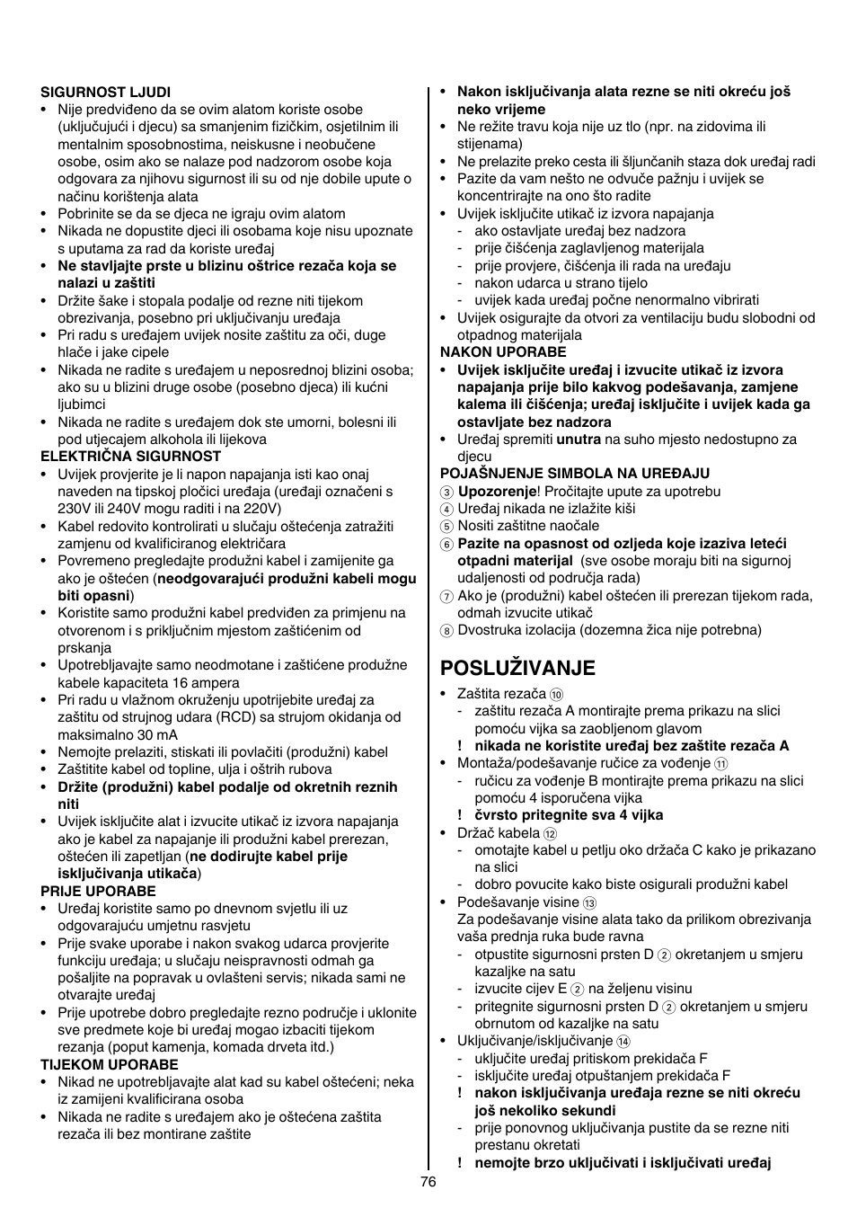Posluživanje | Skil 0730 RA User Manual | Page 76 / 112