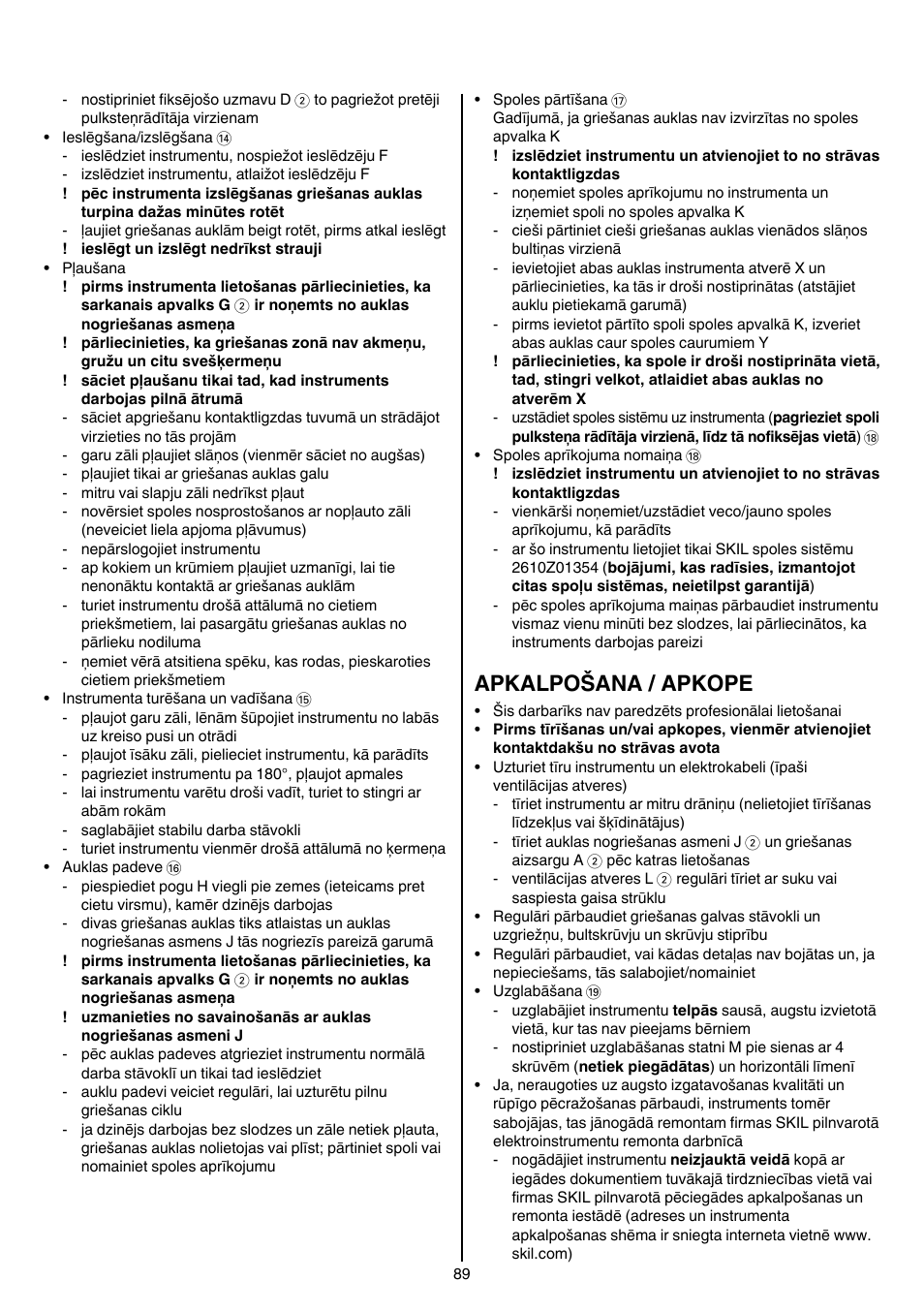 Apkalpošana / apkope | Skil 0730 RA User Manual | Page 89 / 112