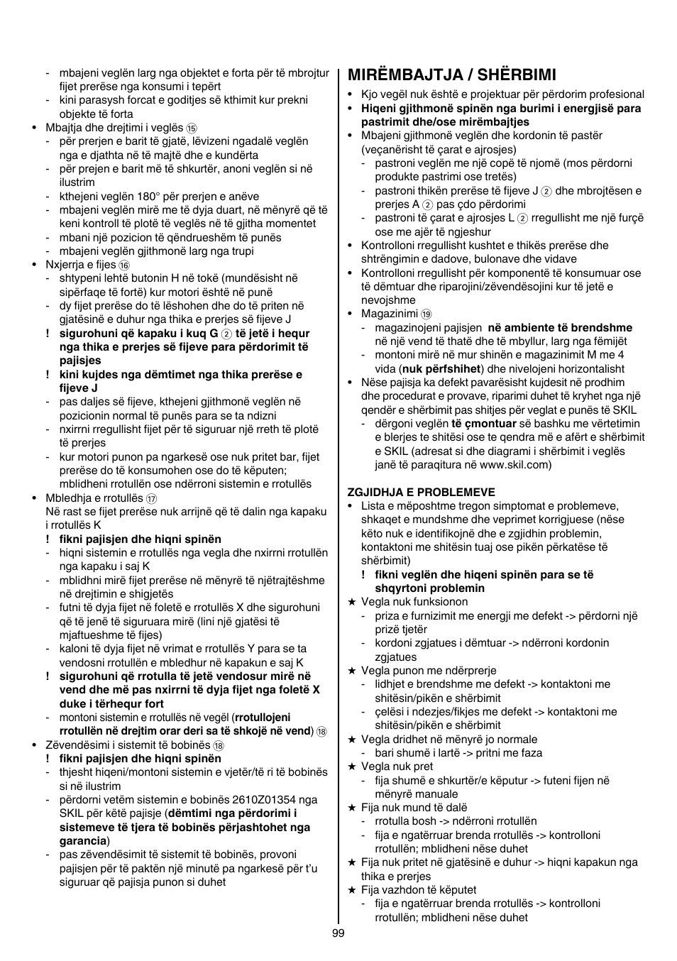 Mirëmbajtja / shërbimi | Skil 0730 RA User Manual | Page 99 / 112