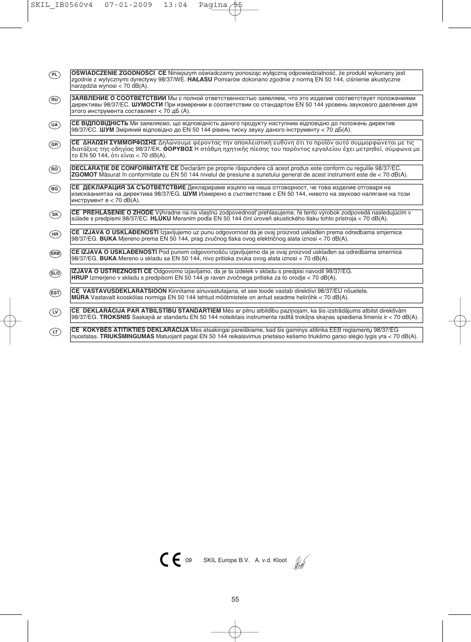 Skil 0560 AC User Manual | Page 55 / 56