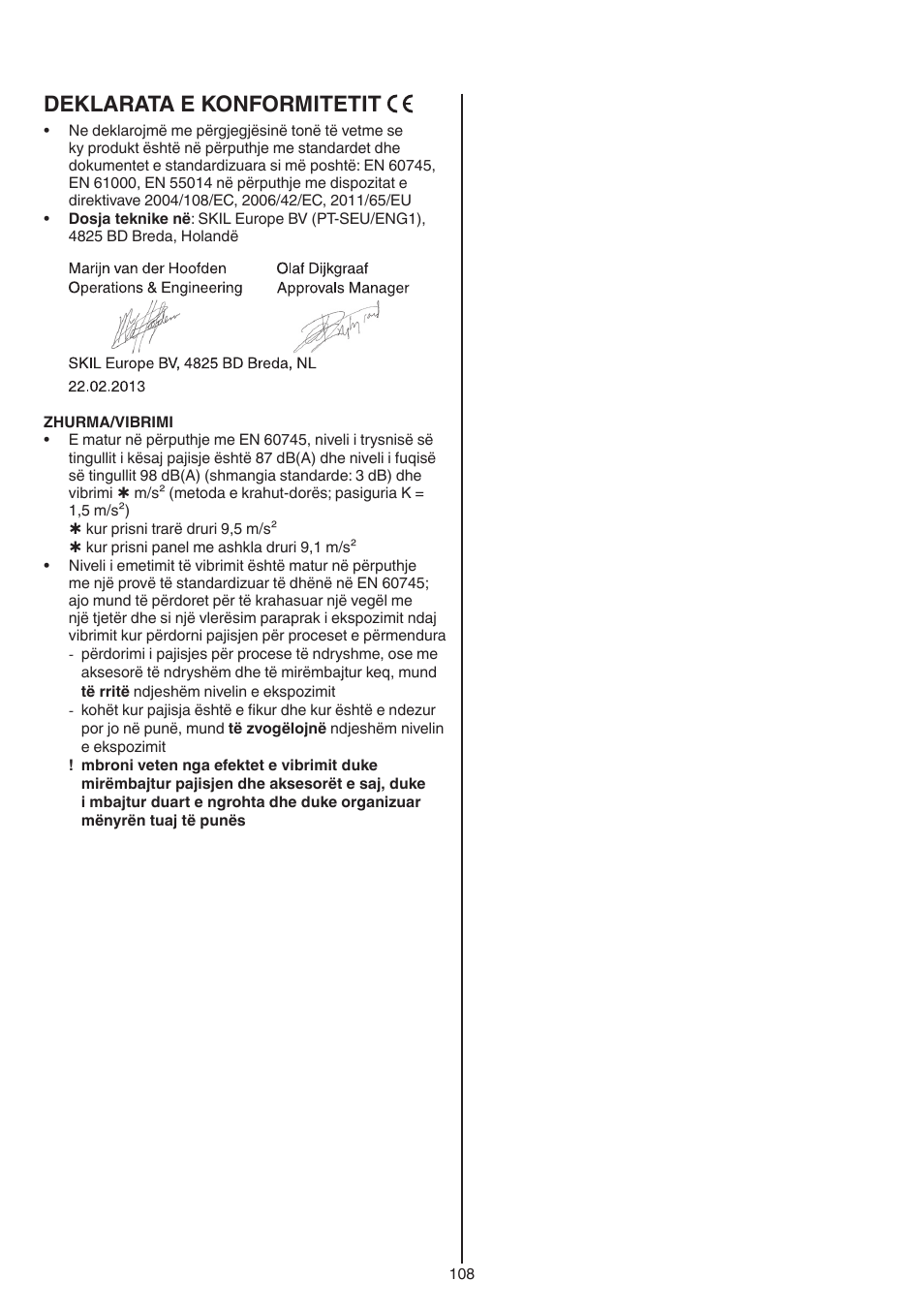 Deklarata e konformitetit | Skil 0788 AA (Lynx) User Manual | Page 108 / 120