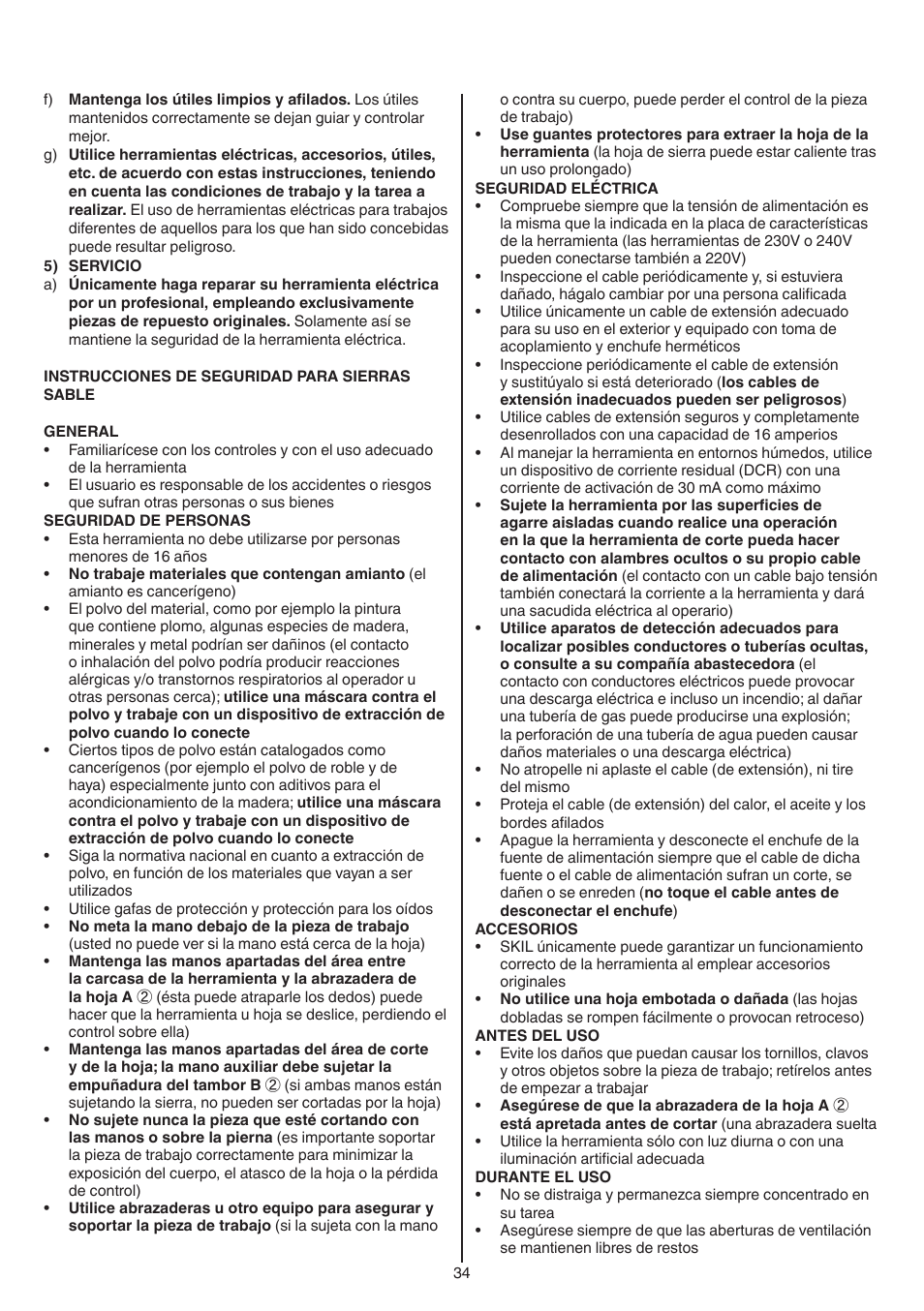 Skil 0788 AA (Lynx) User Manual | Page 34 / 120