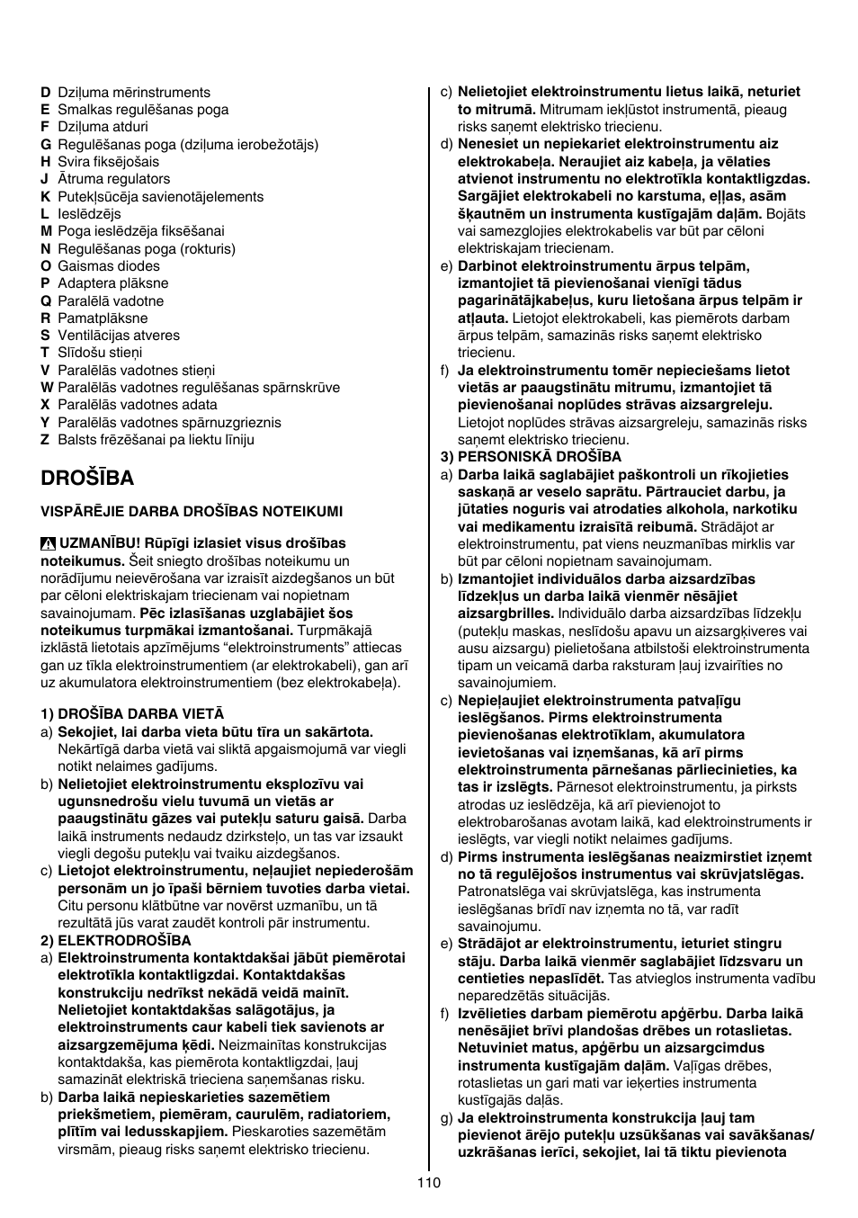 Drošība | Skil 1840 AD User Manual | Page 110 / 140
