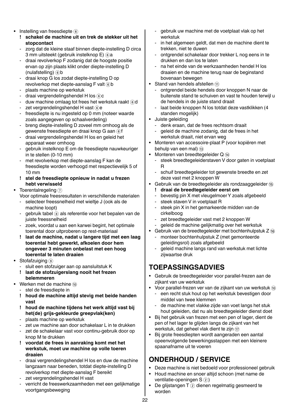 Toepassingsadvies, Onderhoud / service | Skil 1840 AD User Manual | Page 22 / 140