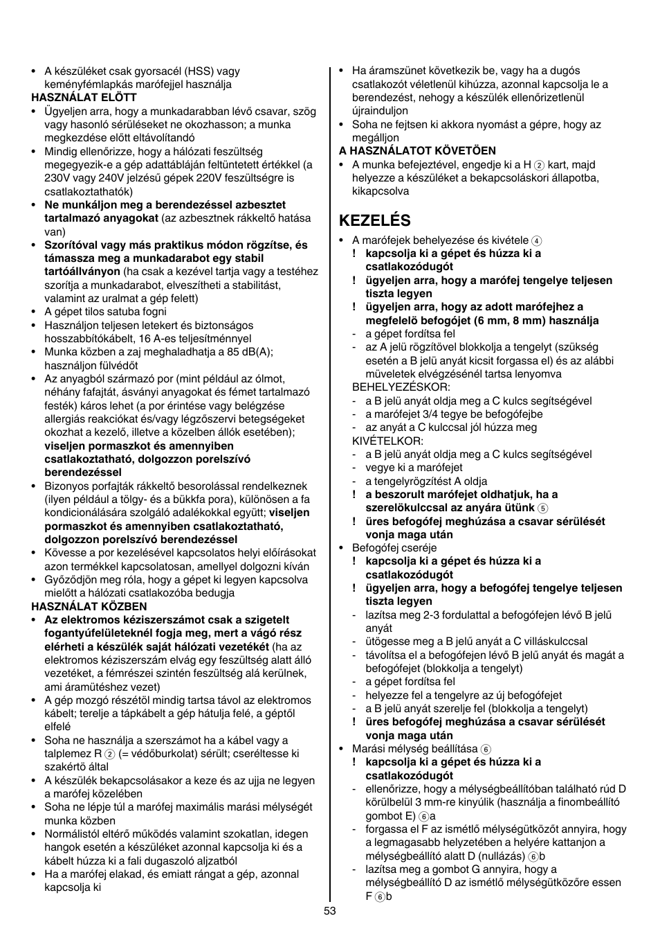 Kezelés | Skil 1840 AD User Manual | Page 53 / 140