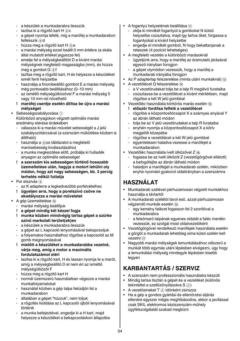 Használat, Karbantartás / szerviz | Skil 1840 AD User Manual | Page 54 / 140