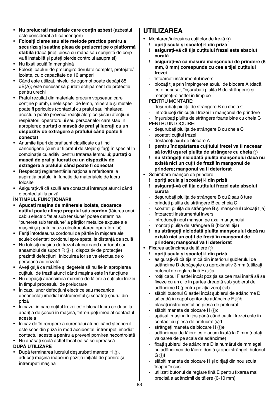 Utilizarea | Skil 1840 AD User Manual | Page 83 / 140