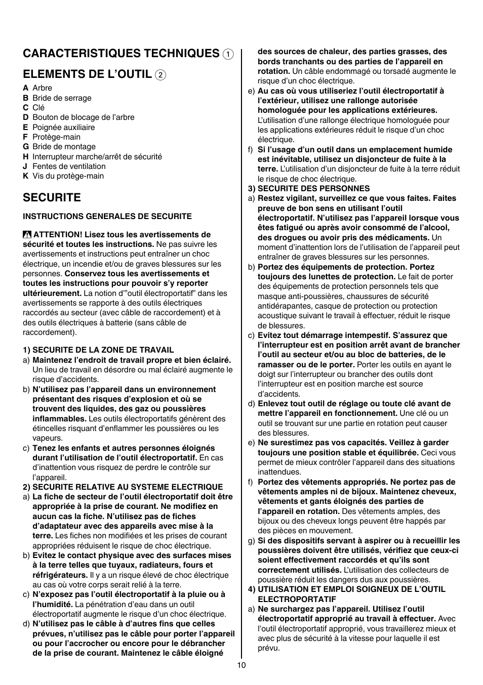 Securite | Skil 9780 AA User Manual | Page 10 / 176