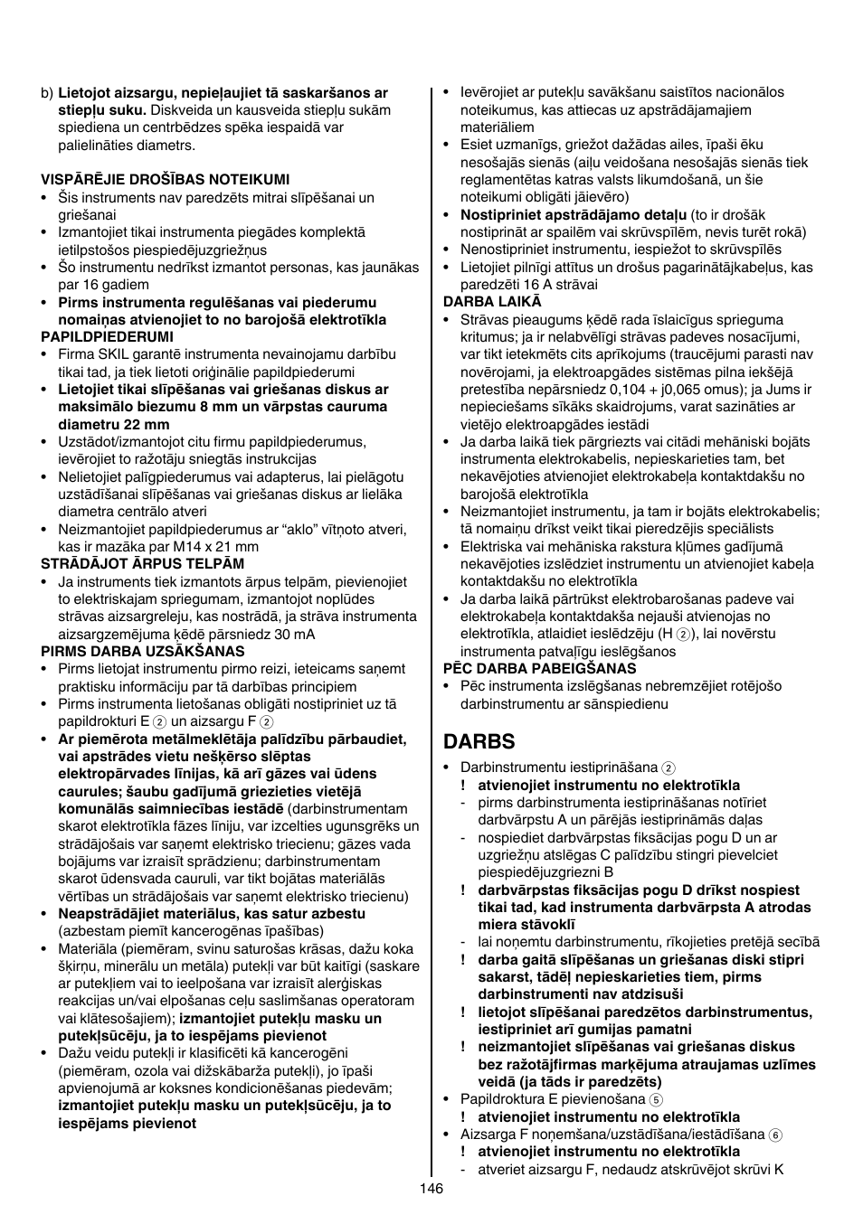 Darbs | Skil 9780 AA User Manual | Page 146 / 176