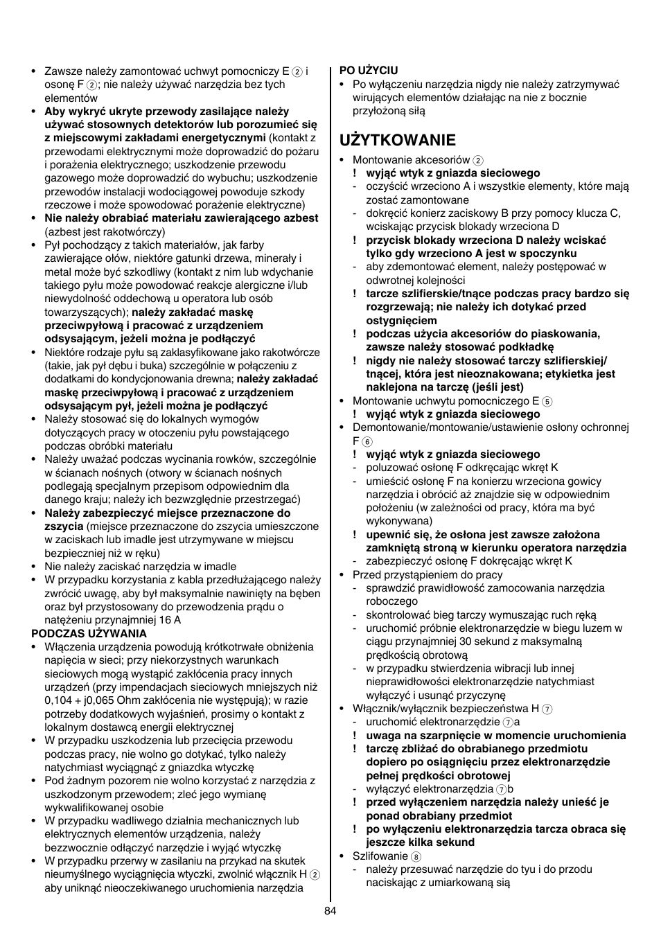 Użytkowanie | Skil 9780 AA User Manual | Page 84 / 176