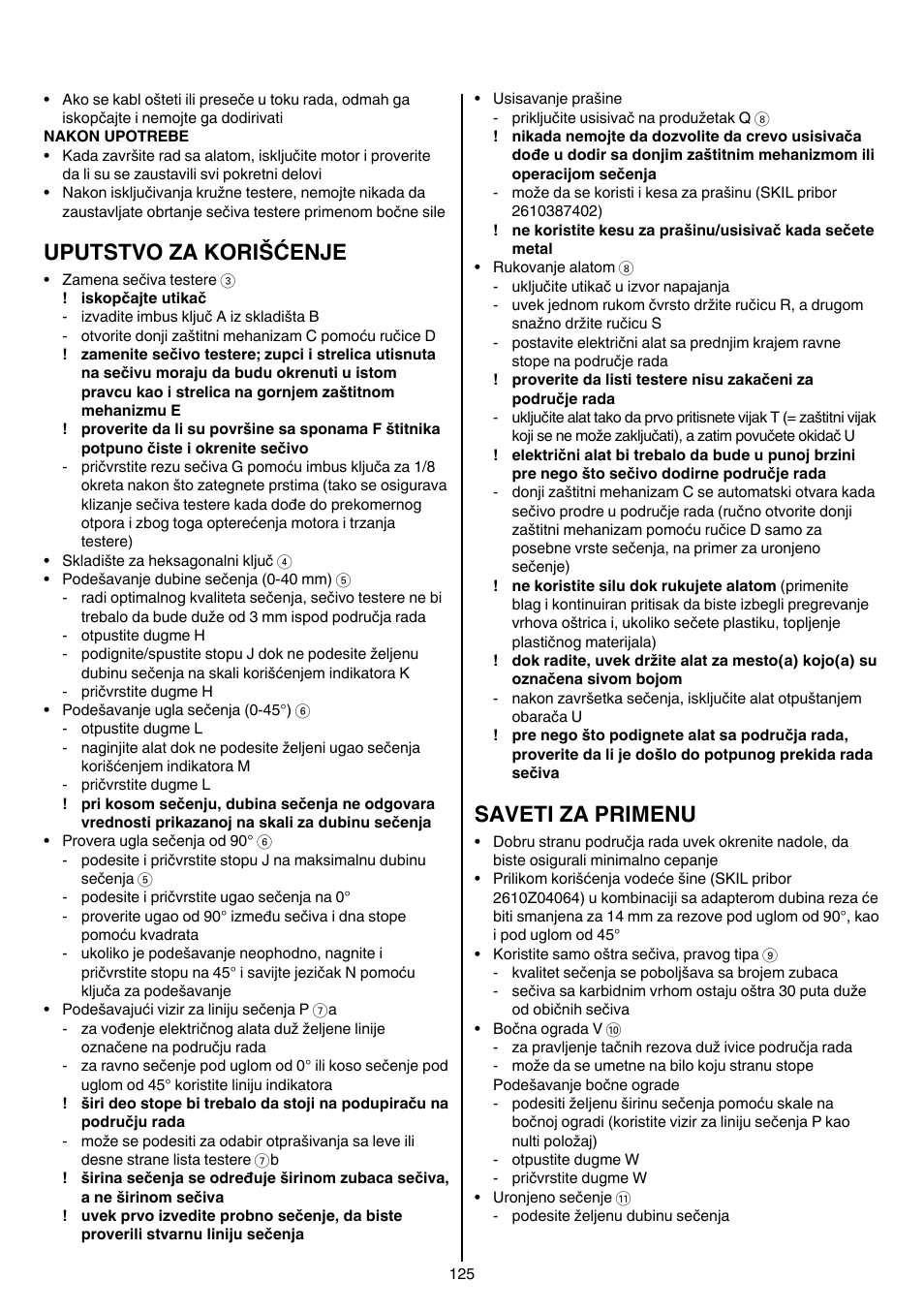 Uputstvo za korišćenje, Saveti za primenu | Skil 5740 CA User Manual | Page 125 / 172