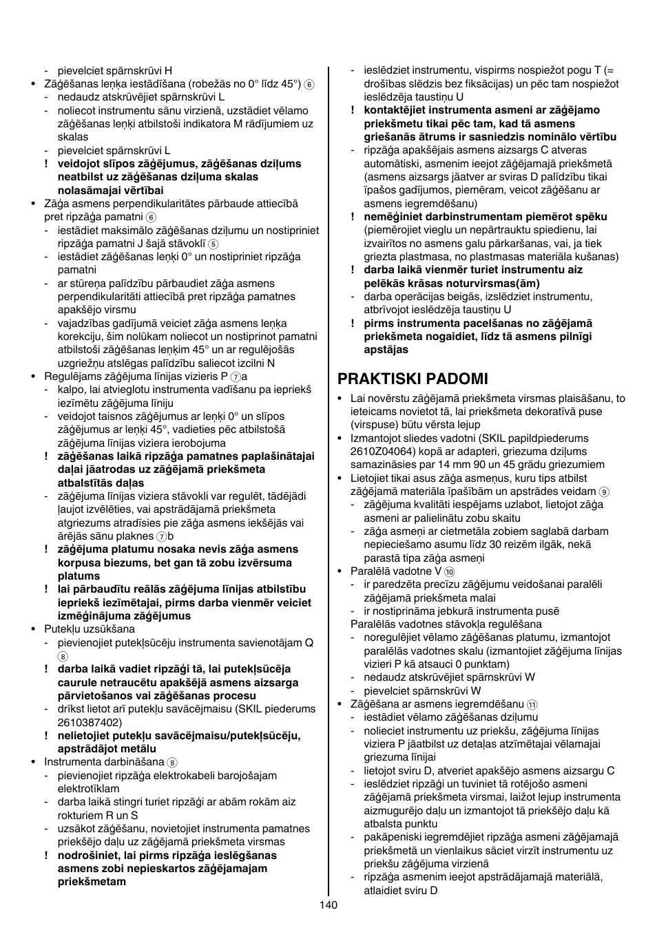 Praktiski padomi | Skil 5740 CA User Manual | Page 140 / 172