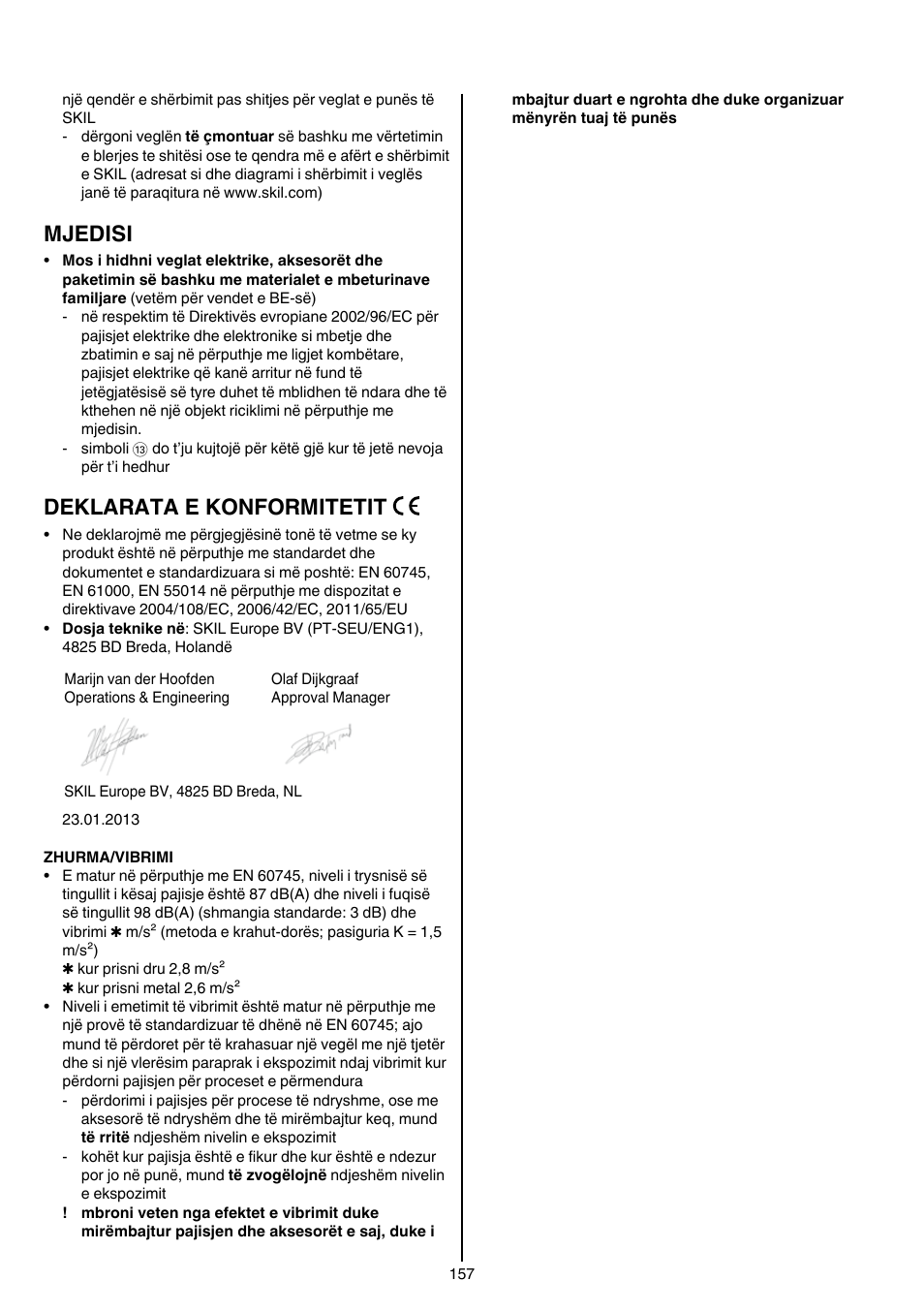 Mjedisi, Deklarata e konformitetit | Skil 5740 CA User Manual | Page 157 / 172