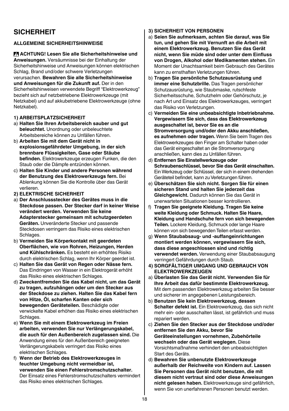 Sicherheit | Skil 5740 CA User Manual | Page 18 / 172