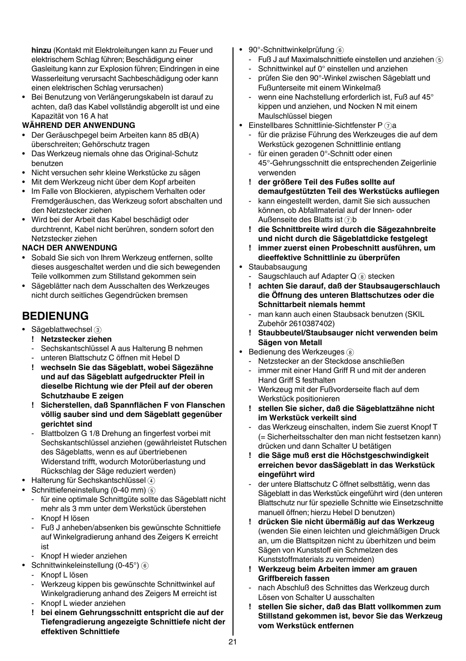 Bedienung | Skil 5740 CA User Manual | Page 21 / 172