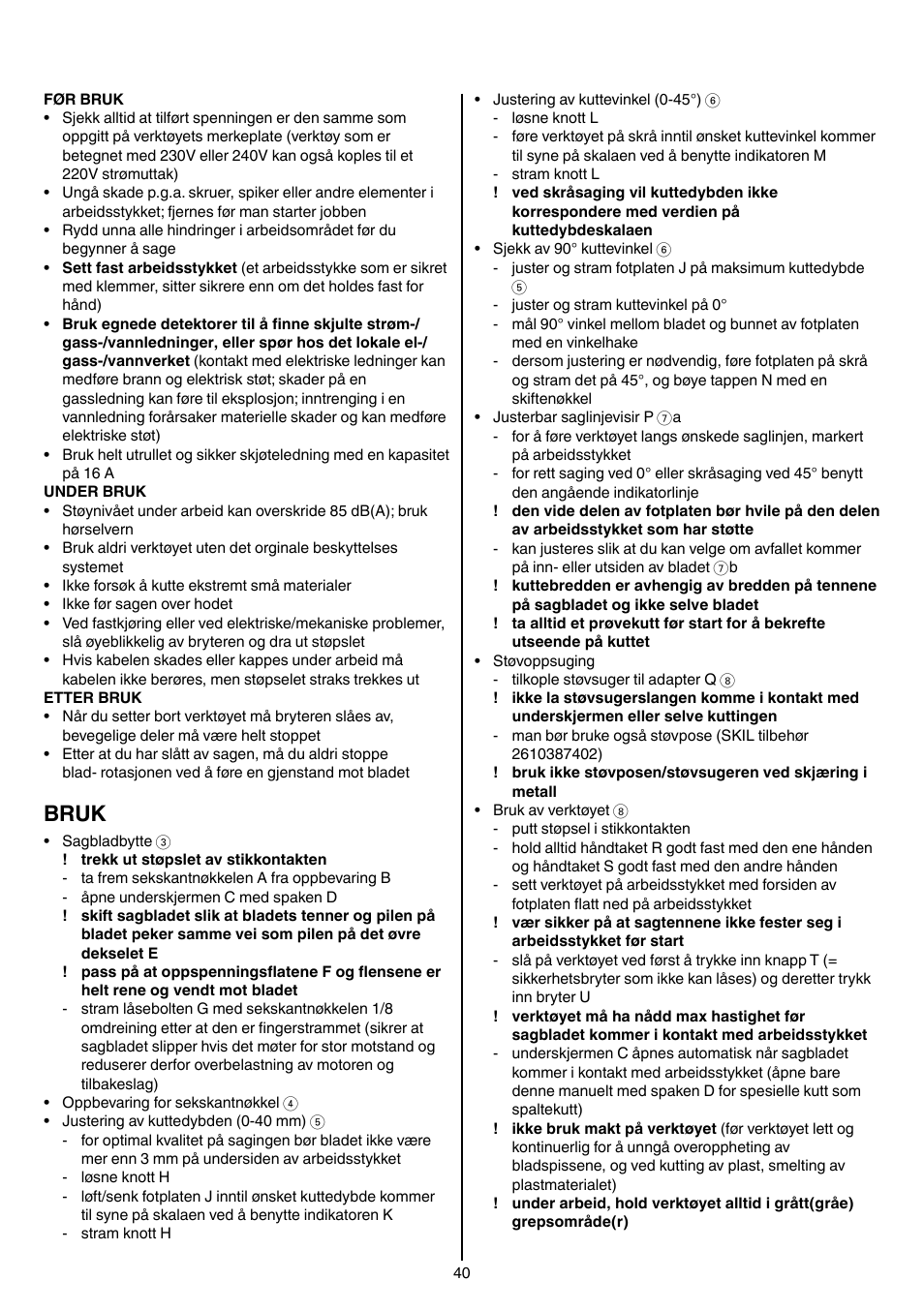 Bruk | Skil 5740 CA User Manual | Page 40 / 172