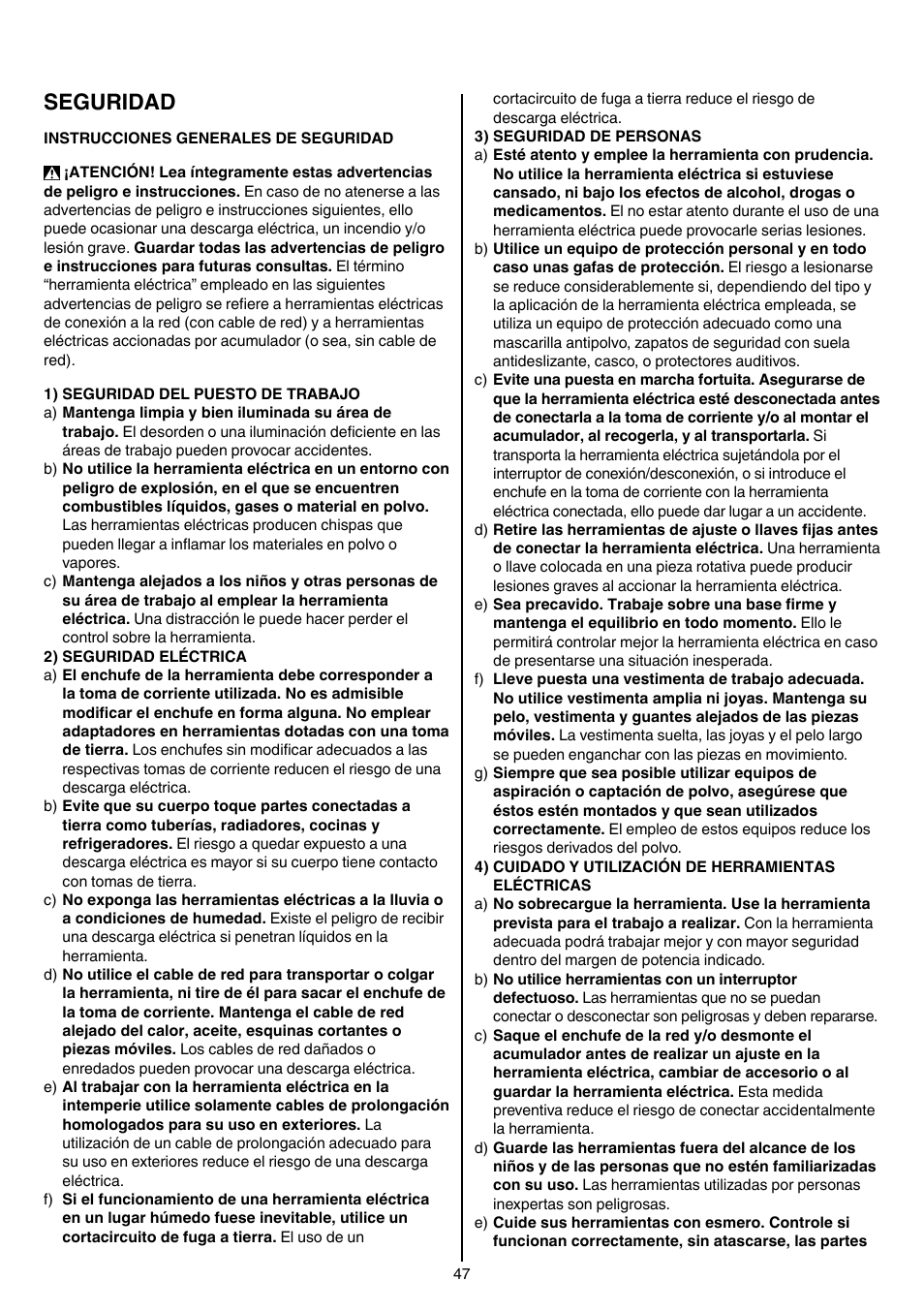 Seguridad | Skil 5740 CA User Manual | Page 47 / 172