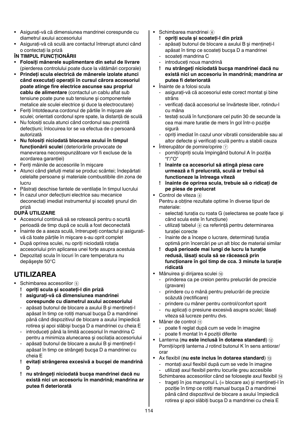 Utilizarea | Skil 1415 AC User Manual | Page 114 / 188