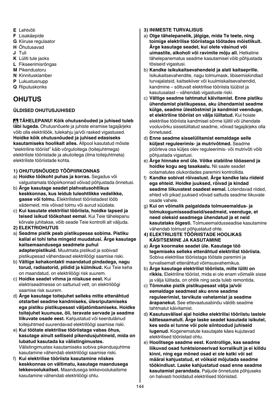 Ohutus | Skil 1415 AC User Manual | Page 144 / 188