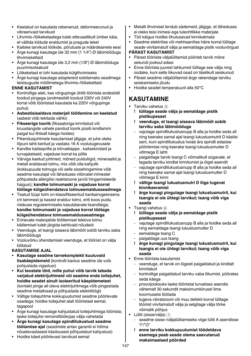 Kasutamine | Skil 1415 AC User Manual | Page 147 / 188