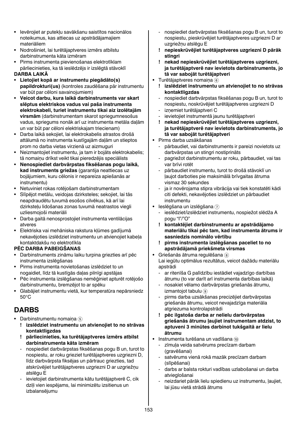 Darbs | Skil 1415 AC User Manual | Page 153 / 188