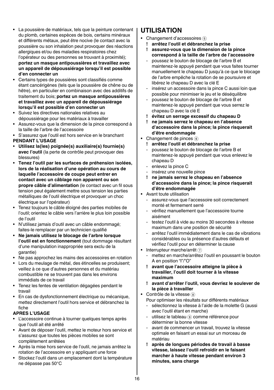 Utilisation | Skil 1415 AC User Manual | Page 16 / 188