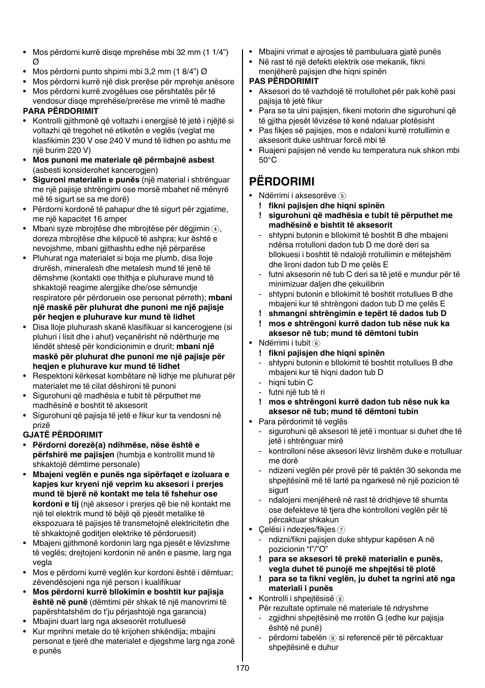 Përdorimi | Skil 1415 AC User Manual | Page 170 / 188