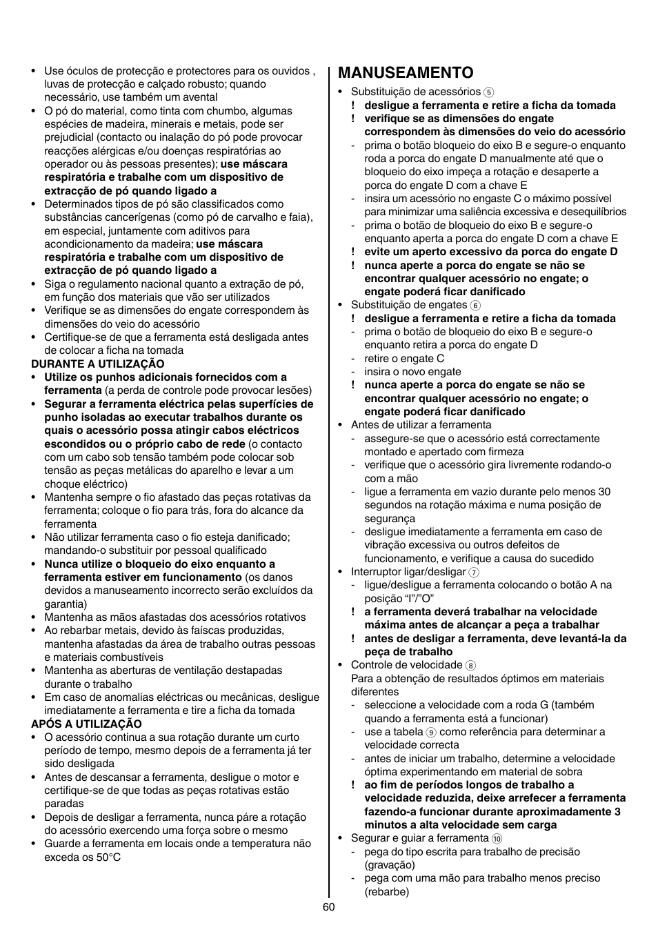 Manuseamento | Skil 1415 AC User Manual | Page 60 / 188