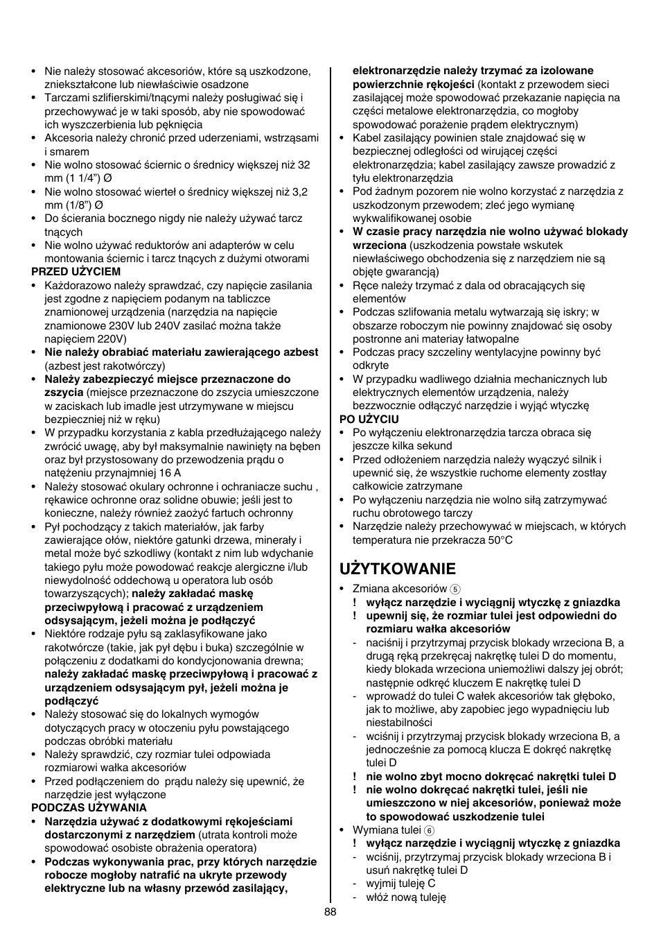 Użytkowanie | Skil 1415 AC User Manual | Page 88 / 188