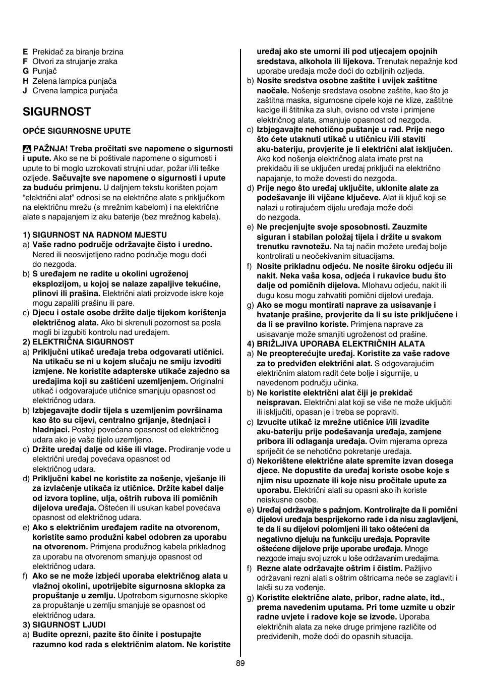 Sigurnost | Skil 2026 AA User Manual | Page 89 / 132