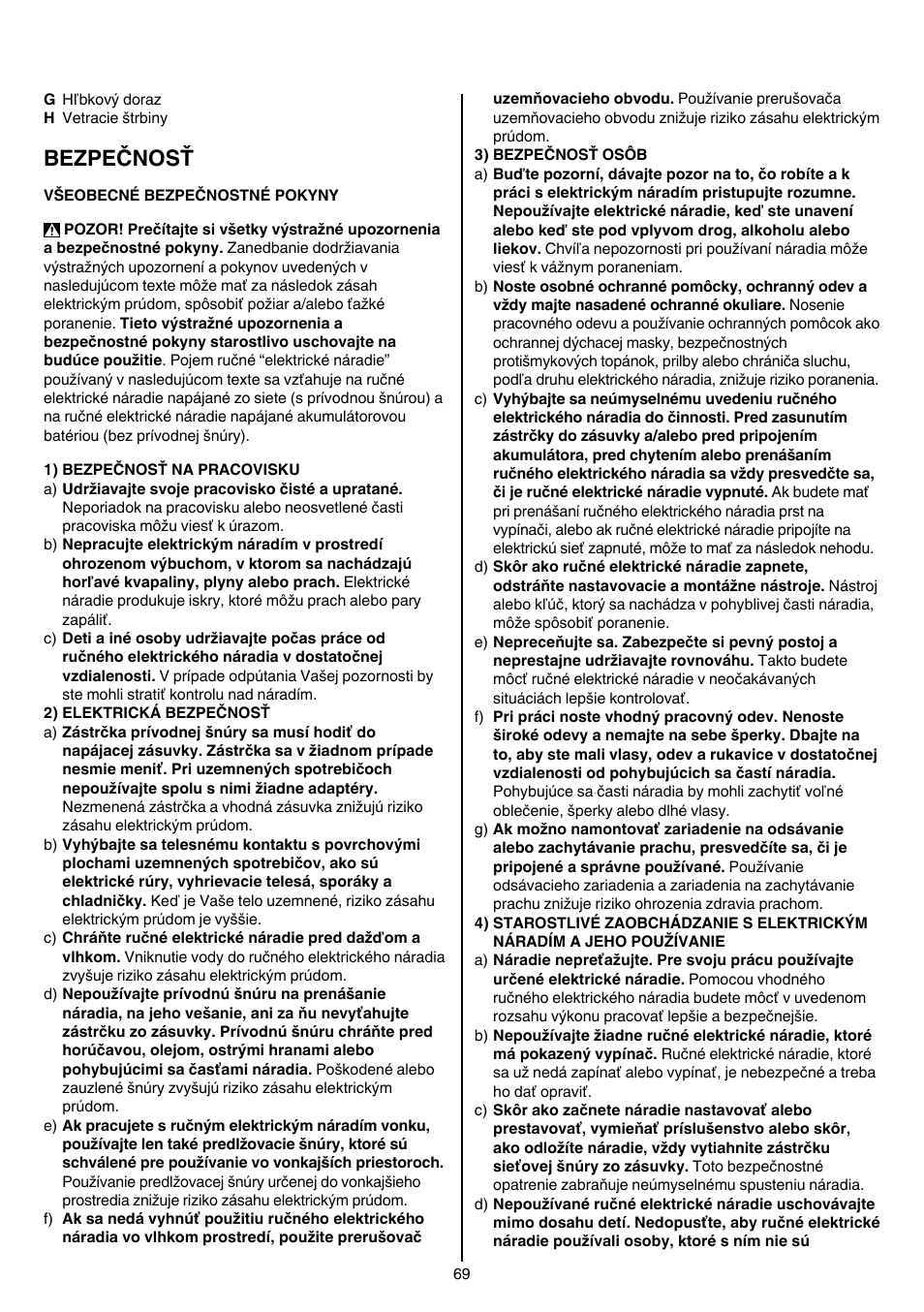 Bezpečnosť | Skil 6389 AG User Manual | Page 69 / 108