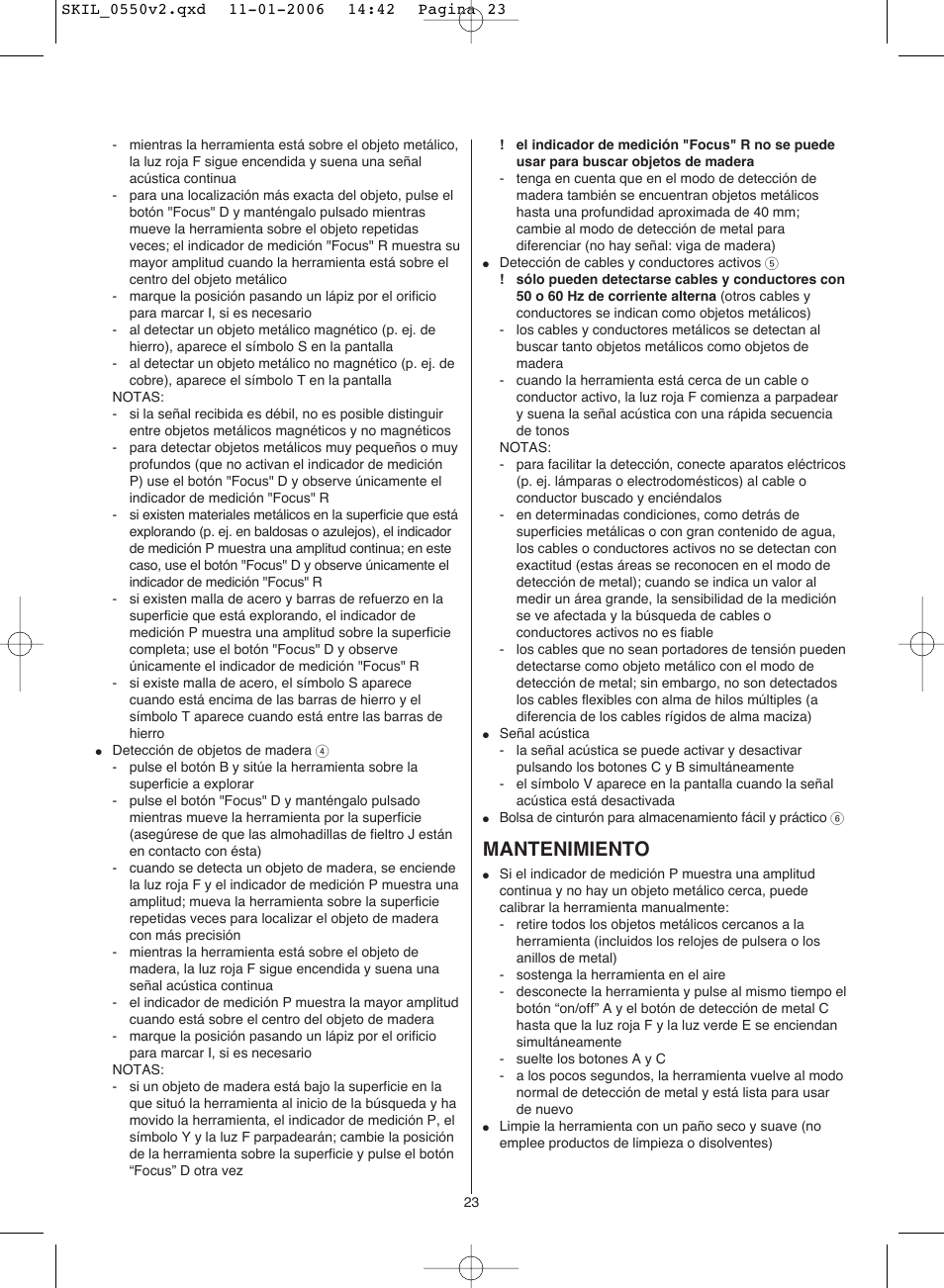 Mantenimiento | Skil 0550 AA User Manual | Page 23 / 68