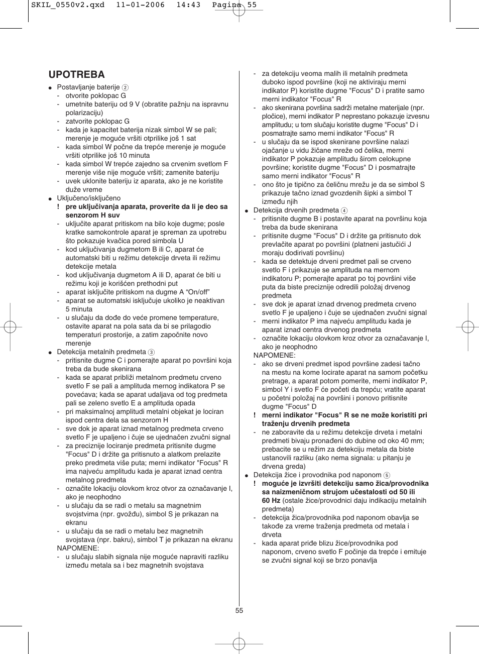 Upotreba | Skil 0550 AA User Manual | Page 55 / 68