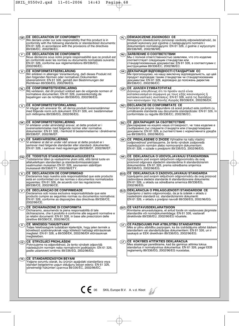 Skil 0550 AA User Manual | Page 68 / 68