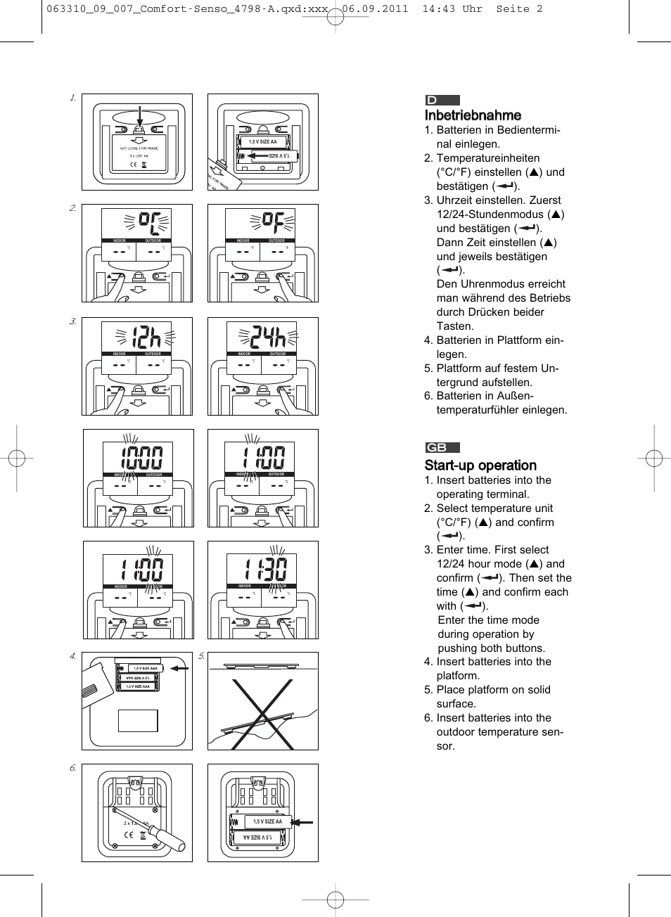 Iinnbbeettrriieebbnnaahhm mee, Ssttaarrtt--uupp ooppeerraattiioonn | SOEHNLE Comfort Senso User Manual | Page 2 / 36