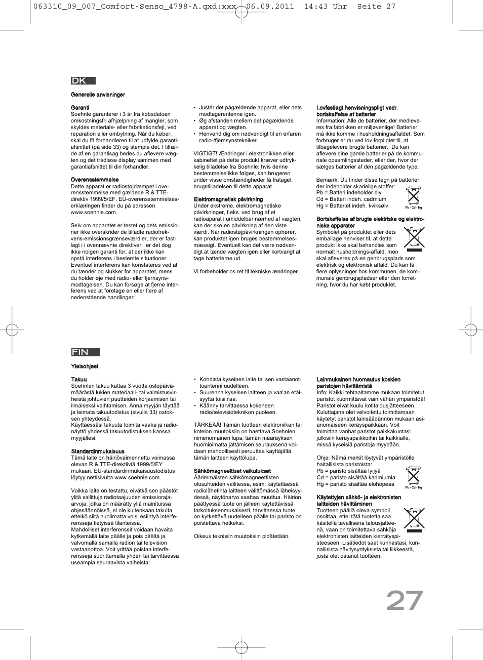 Indoor outdoor | SOEHNLE Comfort Senso User Manual | Page 27 / 36