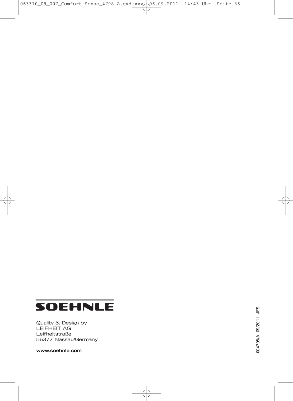 SOEHNLE Comfort Senso User Manual | Page 36 / 36