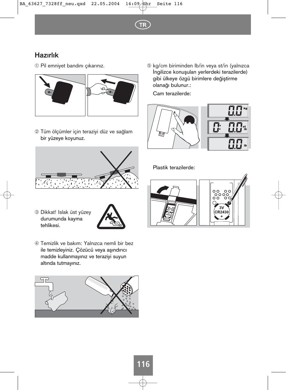 Hazırlık | SOEHNLE Body Balance Pacific User Manual | Page 116 / 148