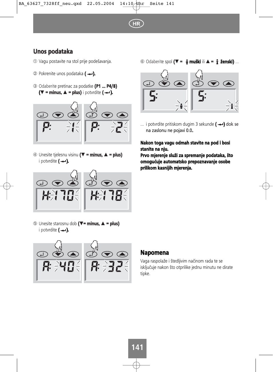 Nnaap po om meen naa, Uun no oss p po od daattaakkaa | SOEHNLE Body Balance Pacific User Manual | Page 141 / 148