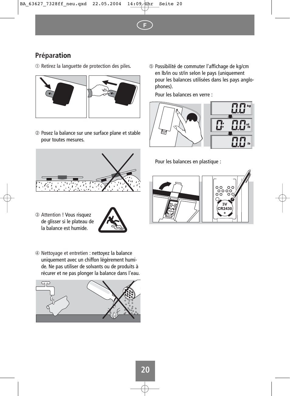 Prépar ation | SOEHNLE Body Balance Pacific User Manual | Page 20 / 148