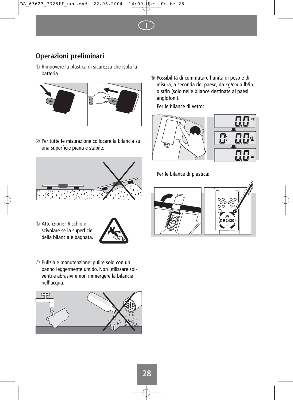 Oper azioni preliminari | SOEHNLE Body Balance Pacific User Manual | Page 28 / 148